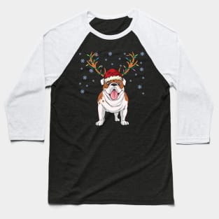 Christmas english bulldog reindeer dog Baseball T-Shirt